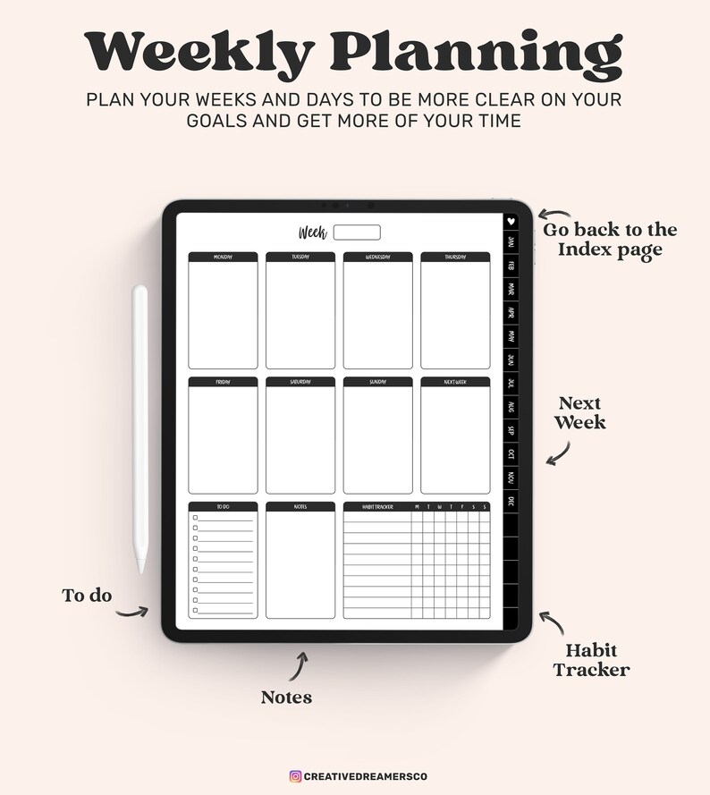 Minimalist Digital Planner Goodnotes Template, iPad Planner Pdf ...