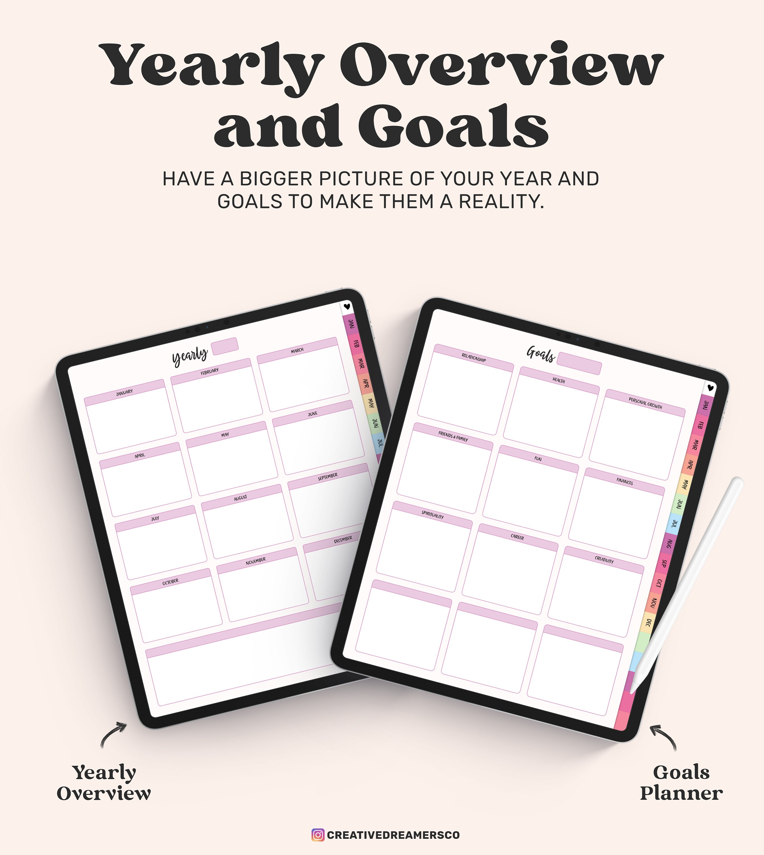 Rainbow Undated Digital Planner Colorful, Goodnotes Planner Pdf, iPad ...