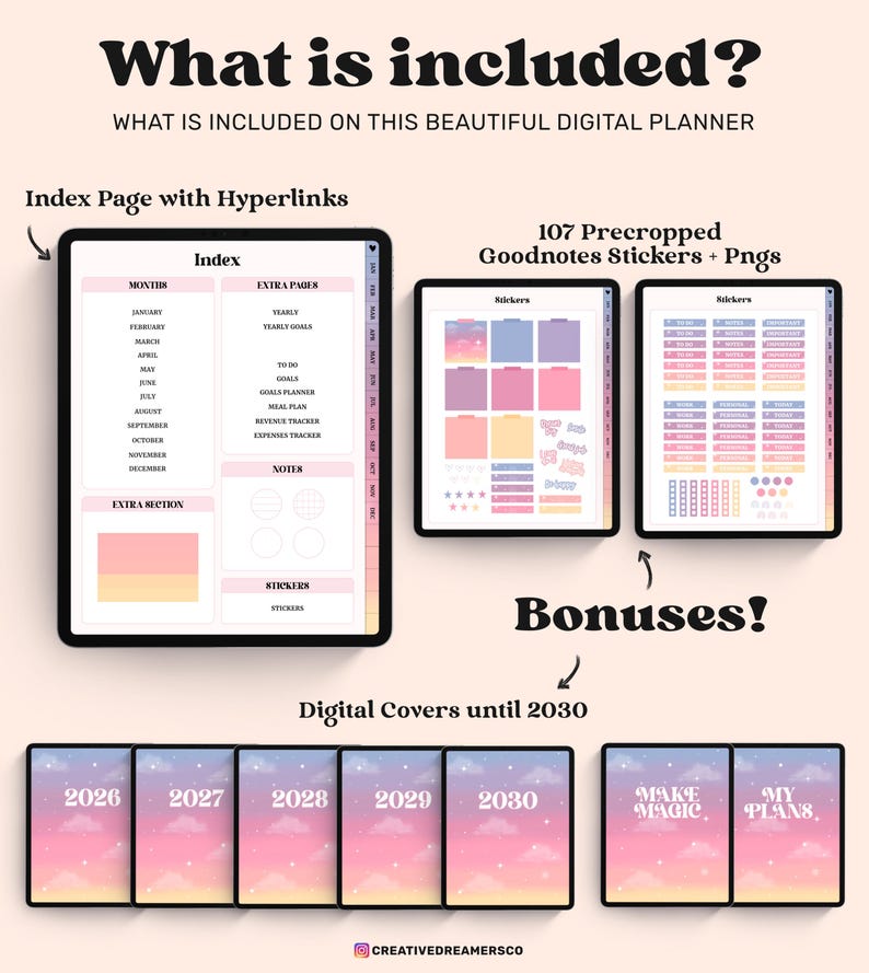 Celestial Digital Planner, Aesthetic Goodnotes Planner Pink, iPad ...