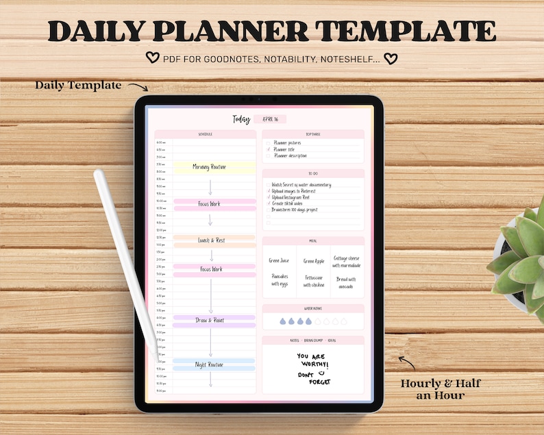 Daily Planner Goodnotes Template Undated Digital Planner Etsy