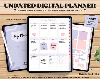 Goodnotes Planner, Undated Digital Planner, Digital Planner iPad, Notability Planner, Cute Planner, Digital Notebook, Journal, iPad Planner