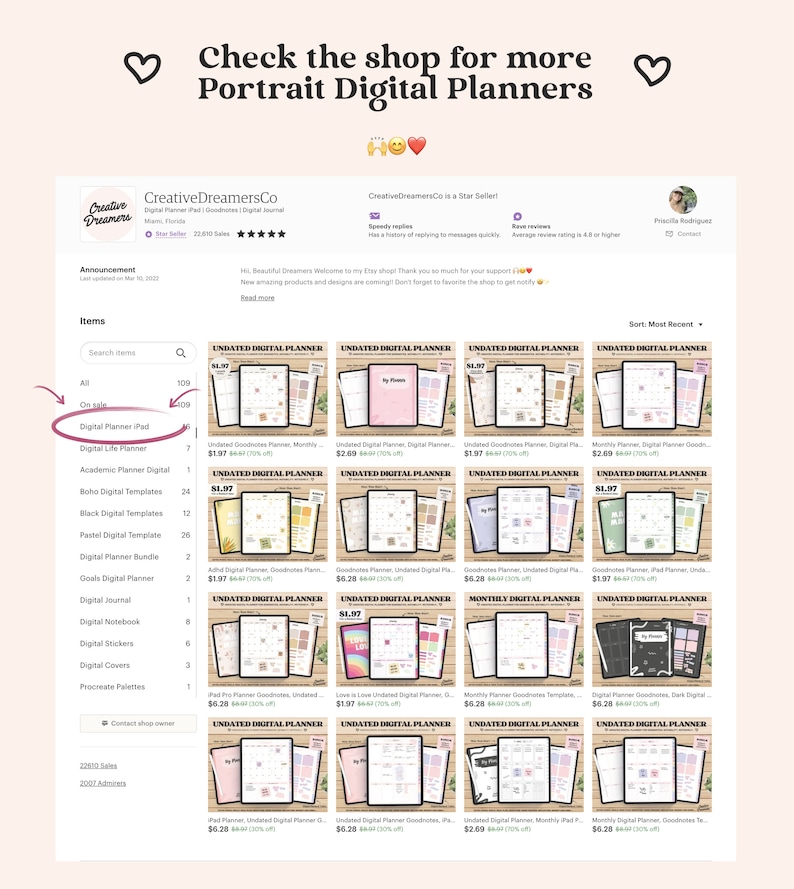 Undated Goodnotes Planner Monthly Digital Planner Goodnotes Etsy
