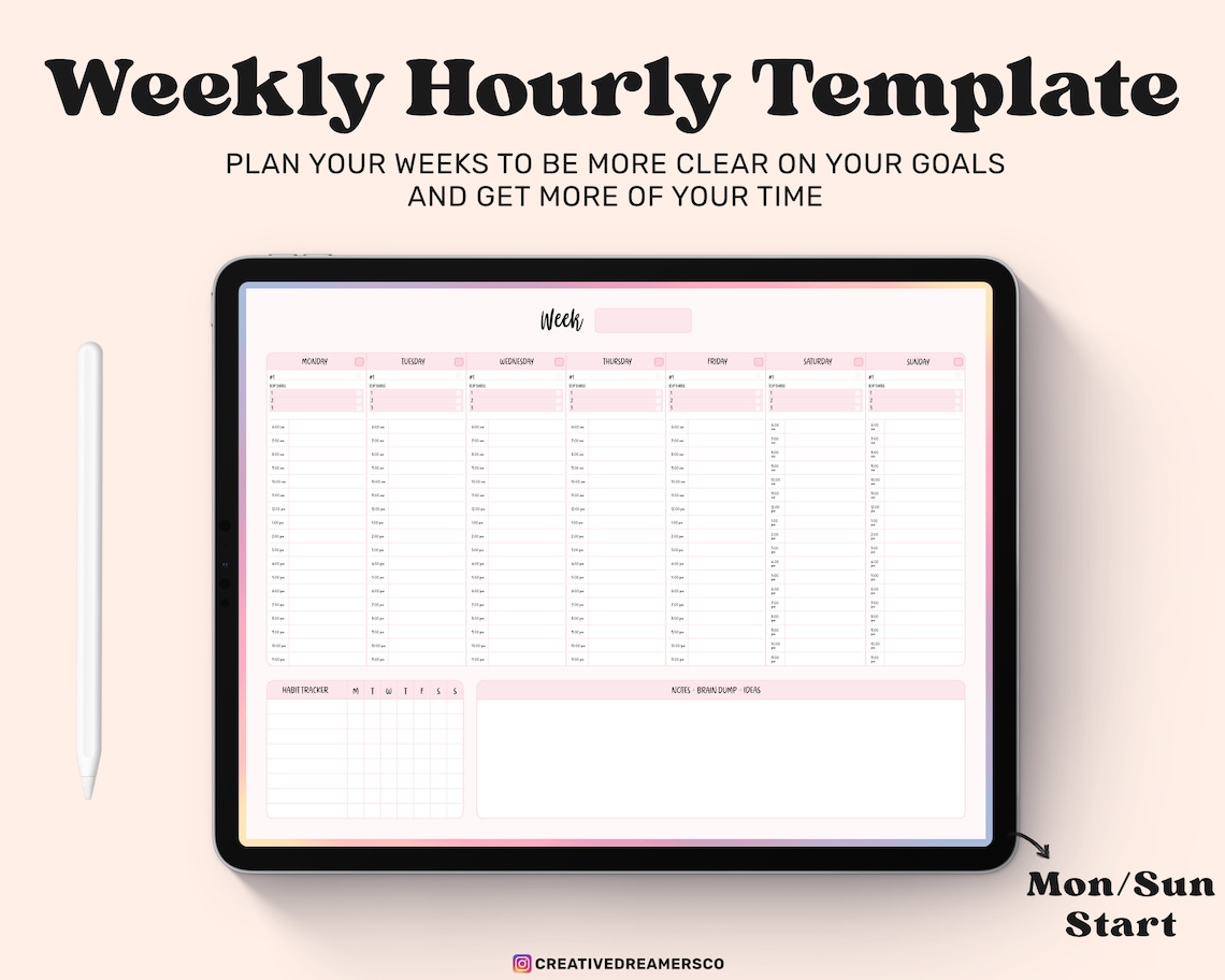 Weekly Planner Goodnotes Template Undated Digital Planner - Etsy