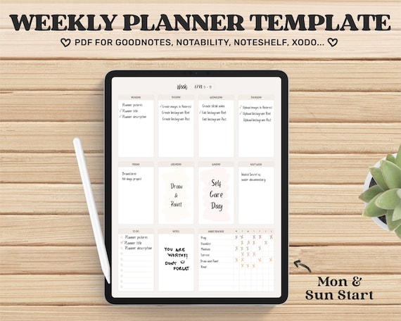 Weekly Planner Goodnotes Template Undated Digital Planner - Etsy