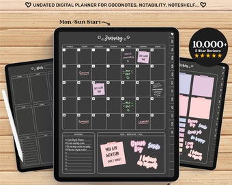 Digital Planner Goodnotes, Dark Digital Planner, Undated Digital Planner,  Digital iPad Planner, Notability Planner, Goodnotes Planner