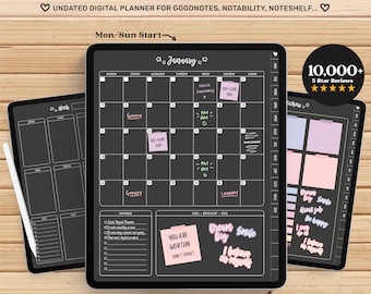 Digital Planner Goodnotes, Dark Digital Planner, Undated Digital Planner,  Digital iPad Planner, Notability Planner, Goodnotes Planner