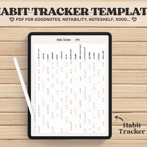 Goodnotes Template Habit Tracker PDF Cute Bullet Journal Etsy
