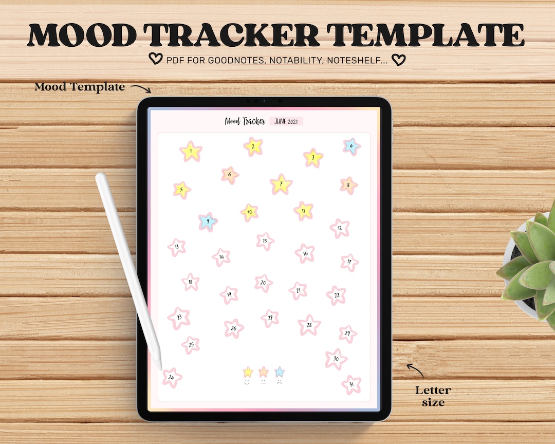 Mood Tracker Goodnotes Template Undated Digital Planner iPad Etsy 日本
