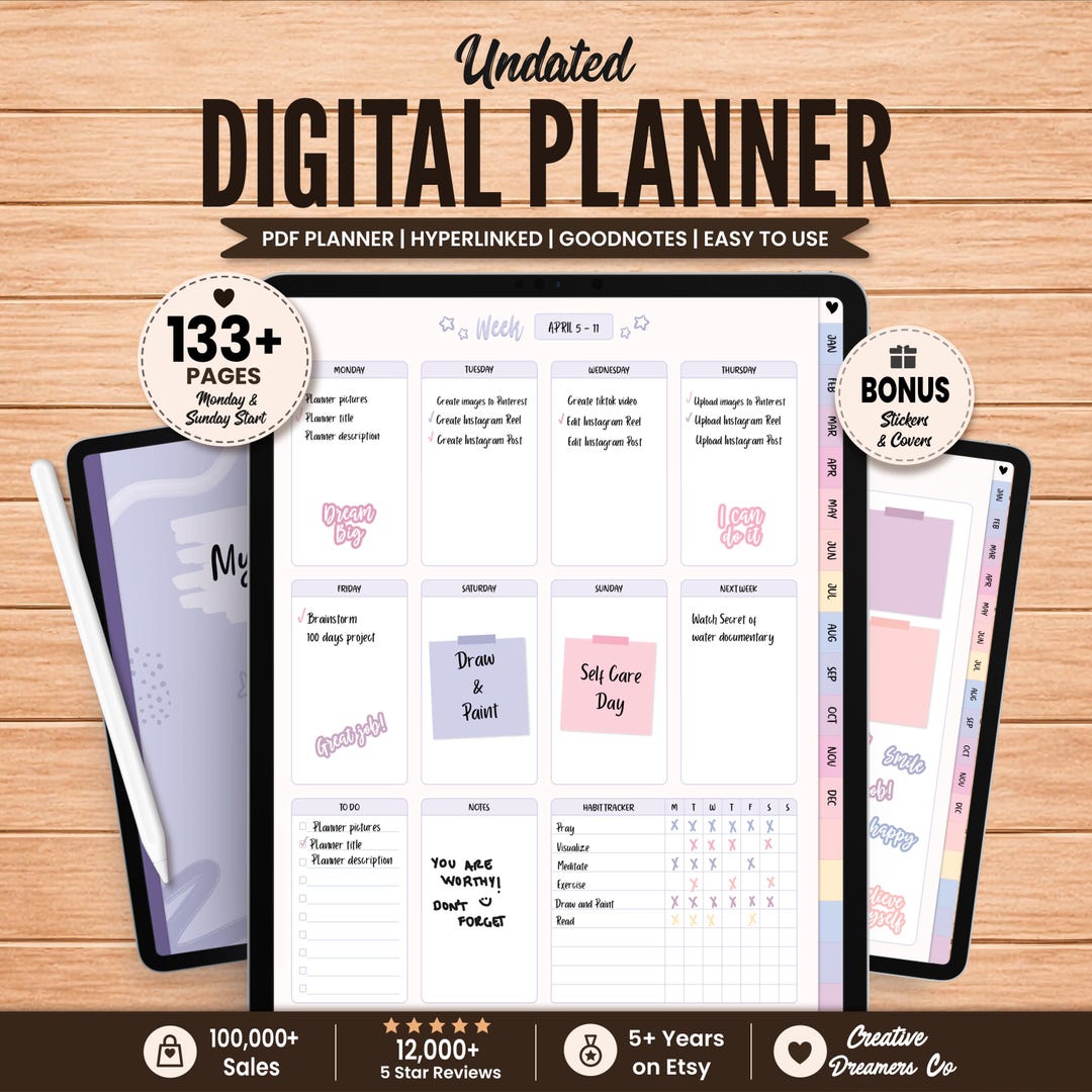 Goodnotes Planner, Undated Digital Planner, Digital Planner Ipad ...