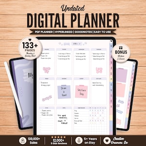 Goodnotes Planner, Undated Digital Planner, Digital Planner iPad, Notability Planner, Cute Planner, Digital Notebook, Journal, iPad Planner