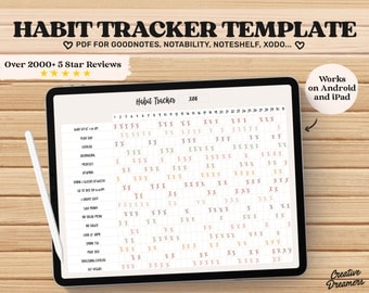 Goodnotes Template, Monthly Habit Tracker, Daily Habit Planner, iPad Planner, Notability Digital Tracker, Goodnotes Planner, Digital Journal