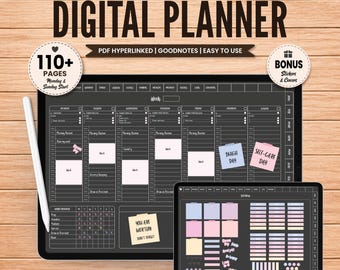 Digitale planner iPad, Goodnotes-planner, ongedateerde digitale planner, digitale levenplanner, notability, uurplanner, digitale plannerhoezen