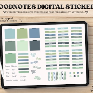 Digital Planner Stickers Precropped Goodnotes, Functional Stickers, Digital Journal Stickers, iPad Goodnotes Stickers, Notability Stickers