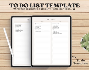 Digital to do list Goodnotes Template, Cute iPad to-do list pdf, Digital Planner, Digital Journal, To do Planner Page, iPad Planner Template