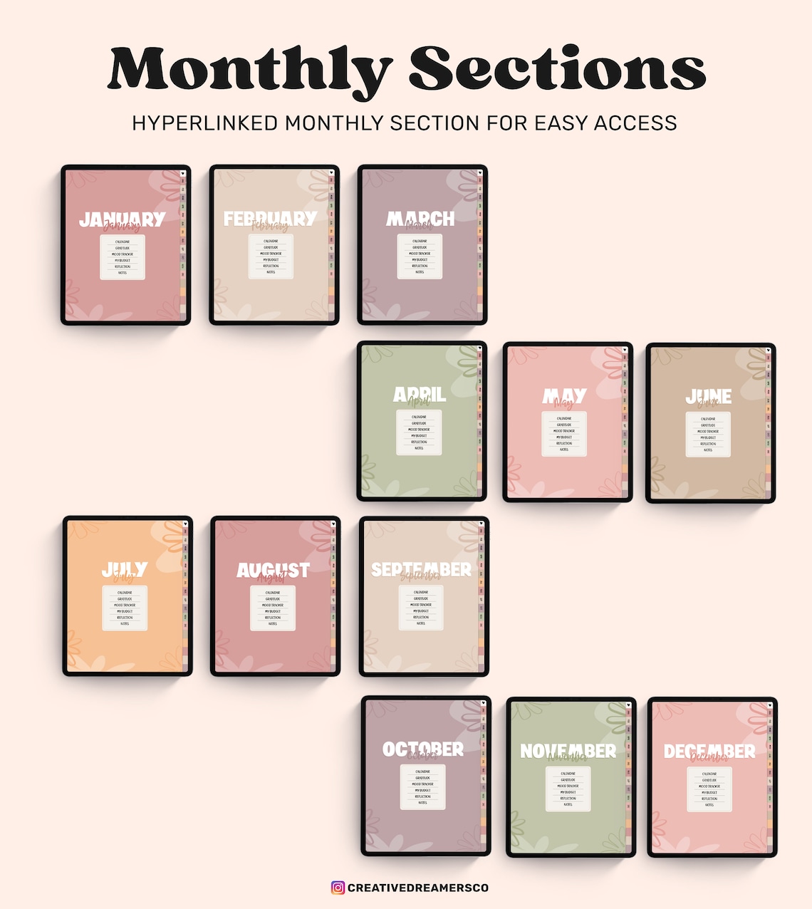Undated Goodnotes Planner Monthly Digital Planner Goodnotes Etsy