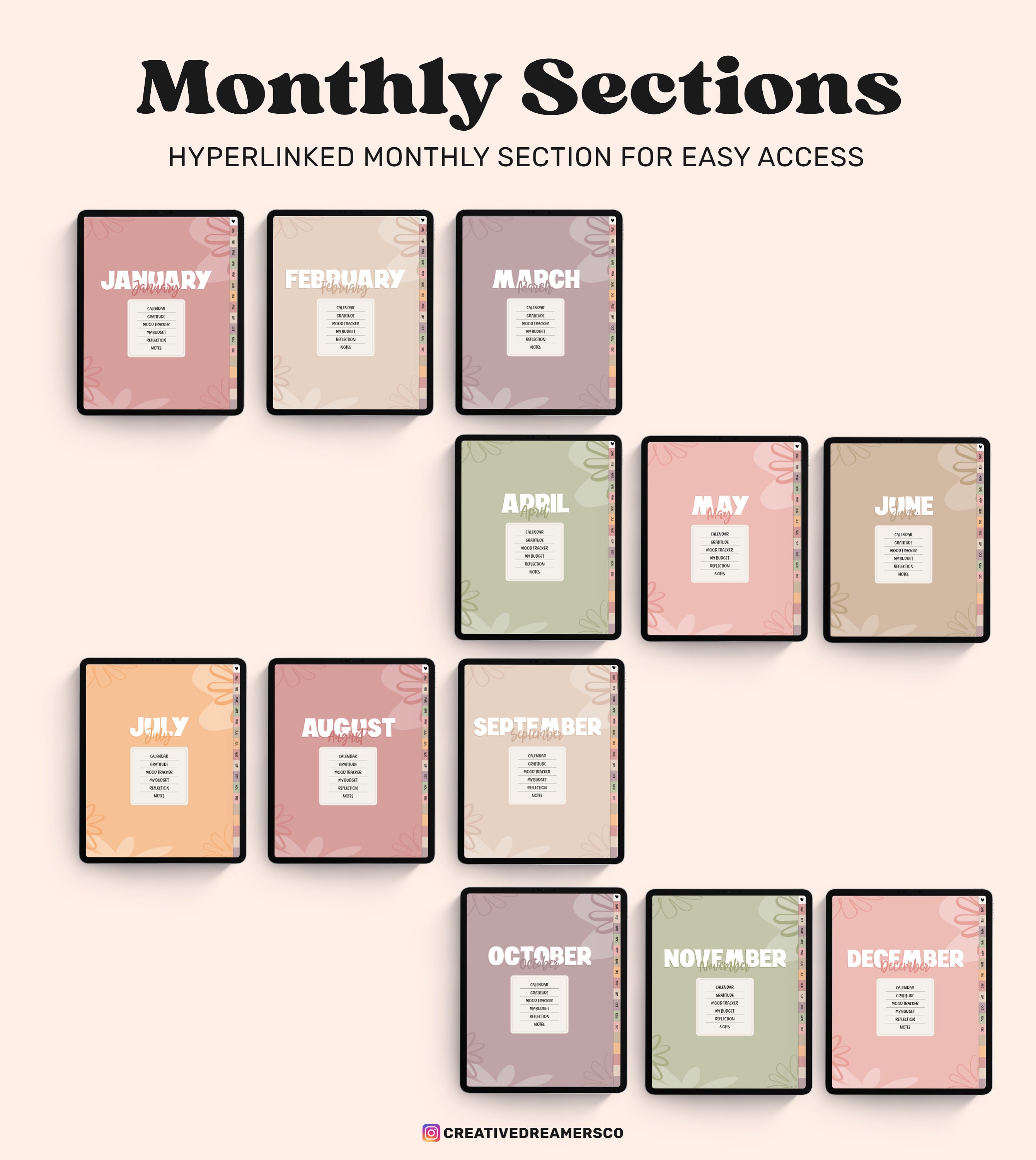 Undated Goodnotes Planner Monthly Digital Planner Goodnotes Etsy