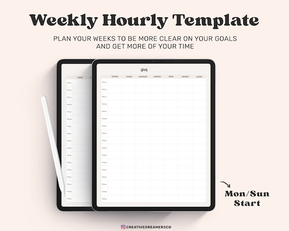 Weekly Planner Goodnotes Template, Undated, Digital Planner Pdf, Cute  Notability Planner, Weekly Goodnotes Ipad, Templates Pdf, Hourly Page - Etsy