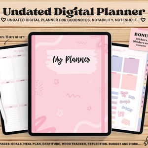 Undated Digital Planner, Digital Planner iPad, Goodnotes Planner, Notability Planner, Cute Planner, iPad Planner, Monthly, Cute Notebook