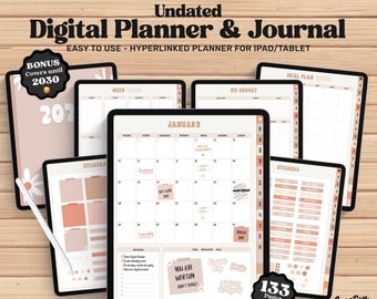 Boho ongedateerde Goodnotes planner, digitale wekelijkse planner, maandelijkse planner, Goodnotes-sjabloon, Goodnotes-stickers, plannersjabloon iPad Pdf