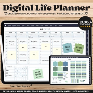Digital Life Planner, iPad Planner, Goodnotes Planner, Digital Journal, Undated Digital Planner 2024 2025, Digital Planner Notability