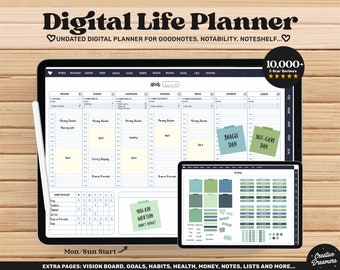 Planificador de vida digital, Planificador de iPad, Planificador Goodnotes, Diario digital, Planificador digital sin fecha 2024 2025, Notabilidad del planificador digital