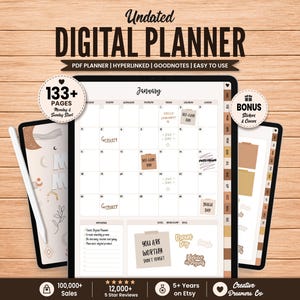 Goodnotes Planner Digital iPad, Monthly Planner, Goodnotes Stickers, Digital Journal Template, Noteful Cute Digital Productivity Planner Pdf