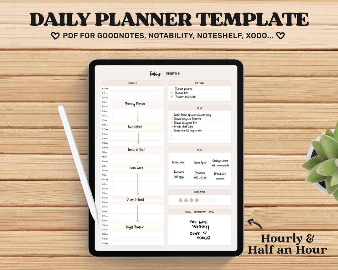 Daily Planner Goodnotes Template, Undated, Digital Planner Pdf, Cute ...