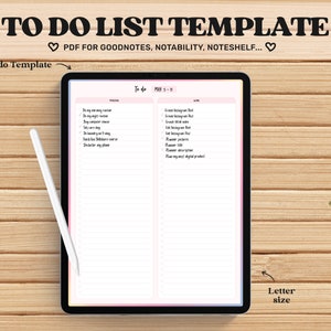 Digital to do list Goodnotes Template, Cute to do list pdf, iPad to do list, Notability Template, Digital Journal iPad, Goodnotes pages