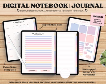 Digital Notebook, Cute Notebook, Digital Notes, Goodnotes Notebook, Notability, Digital Journal,  iPad Pro, Goodnotes Cover, Lined Notebook