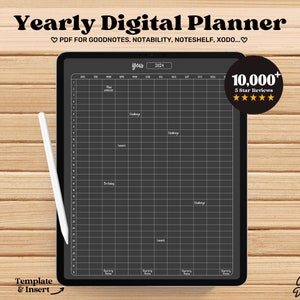 Yearly Planner pdf, Productivity Digital Planner, Goodnotes Template, Undated Planner, Planner Templates, Digital Template, Yearly Calendar