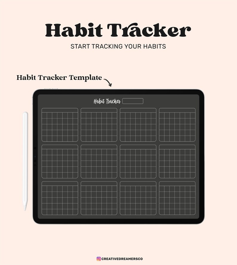 Habit Tracker Goodnotes Template Undated Planner Digital Etsy