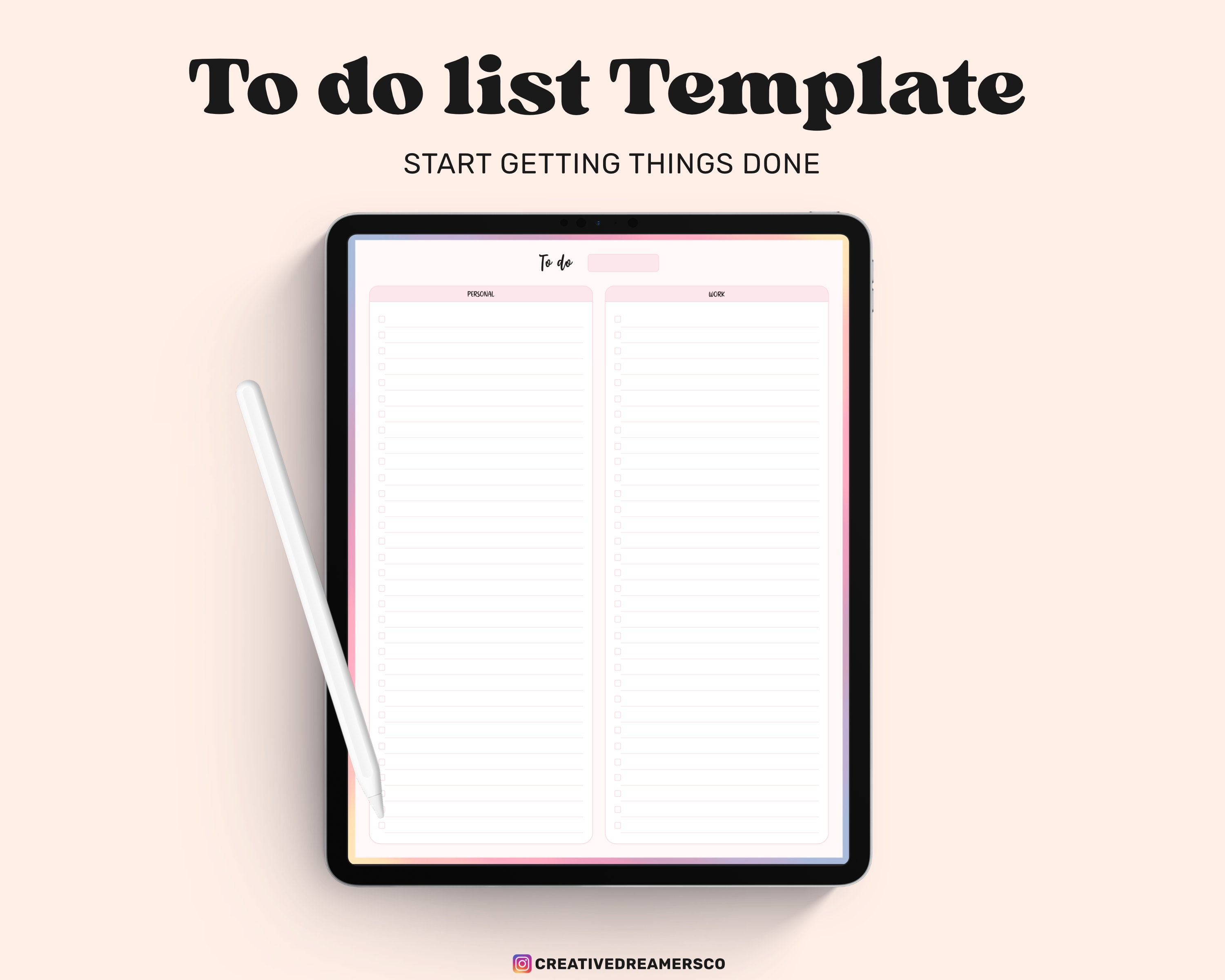 Digital to Do List Goodnotes Template Cute to Do List Pdf Etsy