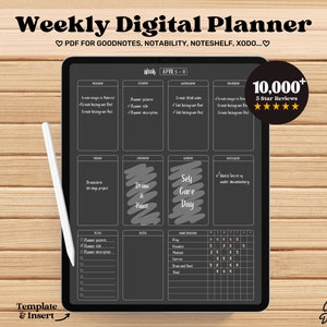 Weekly Planner Mall Goodnotes, Planner Pdf, Dark Mode Journal, Minimalist Planner, Adhd Planner, Witchy Planner, Digital Planner iPad