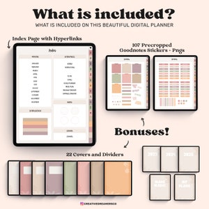 Undated Goodnotes Planner, Monthly Digital Planner, Goodnotes Template, iPad Planner, Digital Journal Pdf, Goodnotes Stickers Boho, Simple zdjęcie 2
