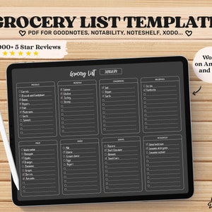 Digital Grocery List Template, Grocery List iPad, Goodnotes Grocery List, Pdf Download, Undated Planner, Shopping List, Goodnotes Planner