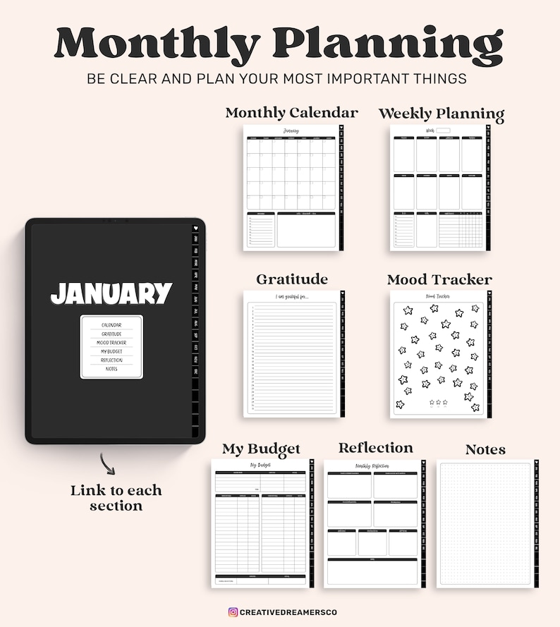 Minimalist Digital Planner Goodnotes Template, iPad Planner Pdf ...