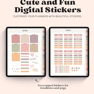 Undated Goodnotes Planner, Monthly Digital Planner, Goodnotes Template, iPad Planner, Digital Journal Pdf, Goodnotes Stickers Boho, Simple zdjęcie 6