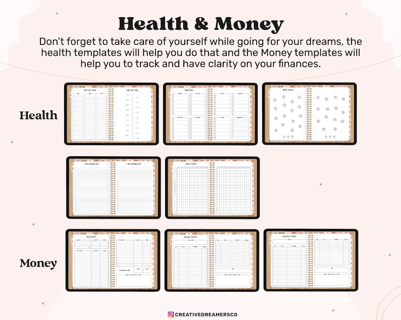 Digital Life Planner Goodnotes, Goal Planner, Vision Board, Digital Stickers, Boho Undated iPad Planner 2026, Digital Journal Template image 8