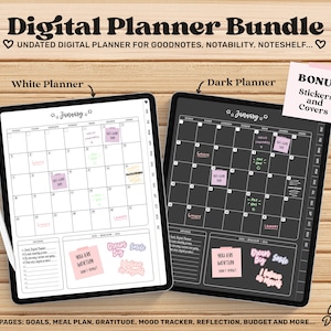 Pacchetto planner digitale, planner Goodnotes, planner per iPad, pianificazione digitale, diario digitale, quaderno digitale, planner digitale non datato in formato PDF