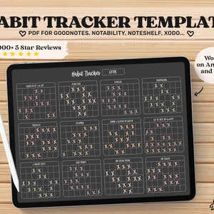 Habit Tracker Goodnotes Template, Undated Planner, Digital Planners, iPad Planner, Goodnotes Planner, Pdf download, Monthly Daily Tracker