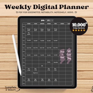 Weekly Planner Goodnotes, Adhd Planner Mall, Timplanner, iPad Digital Planner Pdf, Goodnotes Planner Minimalist, Dark Mode Journal