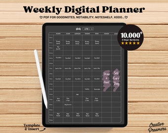 Weekly Planner Goodnotes, Adhd Planner Template, Hourly Planner, Digital Planner iPad, Planner Pfd, Goodnotes Planner, Minimalist Planner