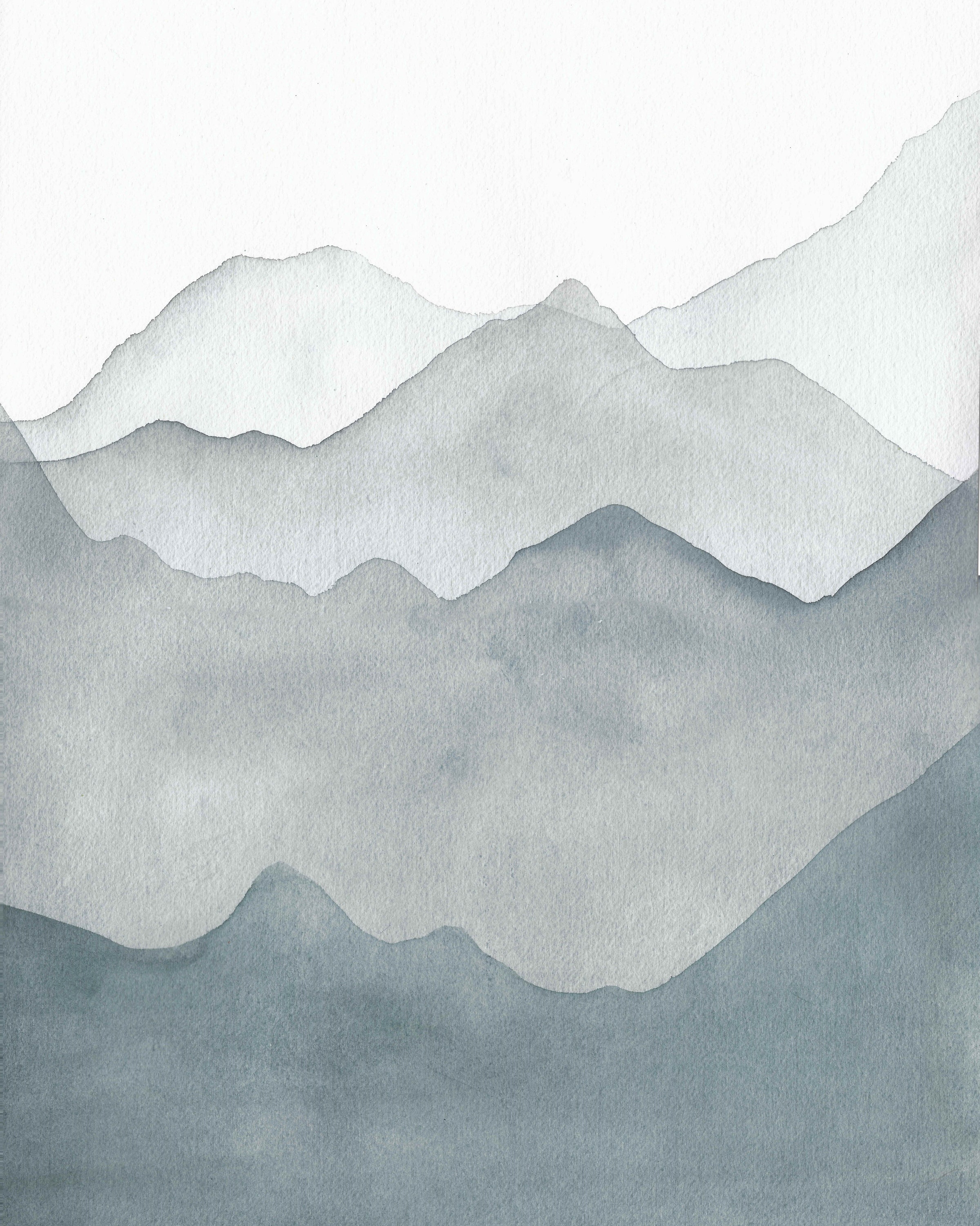 Berg Wandkunst Aquarell Instant Download Maskuline Malerei | Etsy