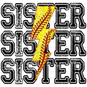 Softball Sister PNG, Sister Softball, Sublimation Design | Transparent PNG, Digital Download