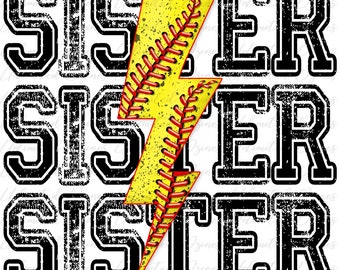 Softball Sister PNG, Sublimation Design (Digital Download)