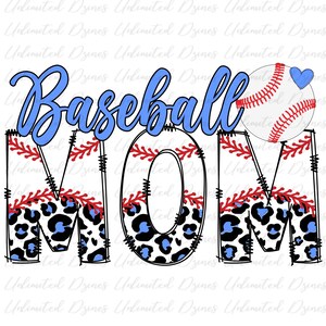 Baseball Mom PNG, Blue Leopard Baseball Design, Sublimation Design | Transparent PNG, Digital Download