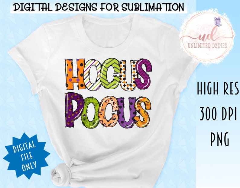 Hocus Pocus PNG Halloween Doodle Letters, Digital Download, Hand Drawn ...