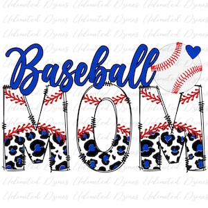 Baseball Mom PNG, Royal Blue Baseball, Sublimation Design | Transparent PNG, Digital Download