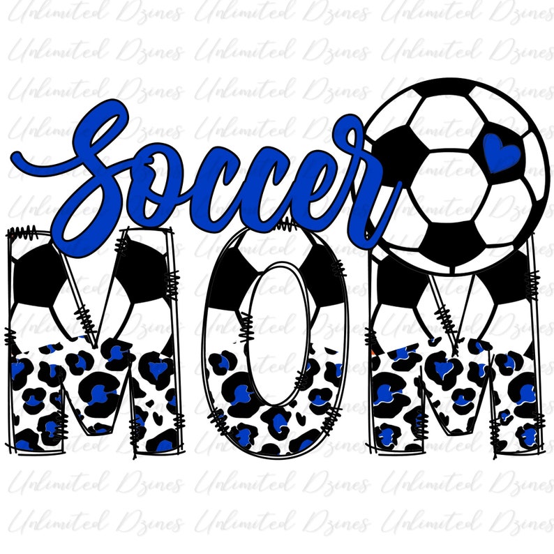 Soccer Mom PNG, Royal Blue Soccer Design, Royal Blue Leopard PNG | Transparent PNG, Hand drawn image 1