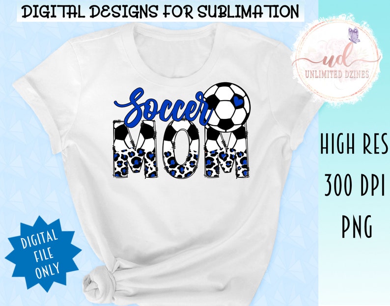 Soccer Mom PNG, Royal Blue Soccer Design, Royal Blue Leopard PNG | Transparent PNG, Hand drawn image 2